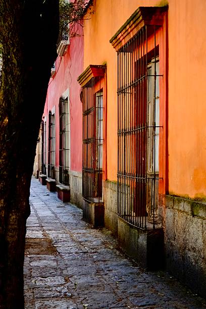 istock Orange and Red Facades with Barred Windows (Mexico City, Mexico) 2244535242