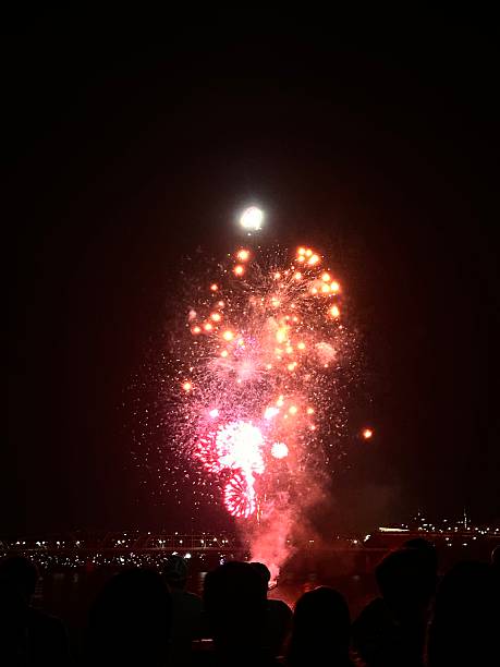 istock Fireworks lighting up the night sky above silhouetted crowd 2244537987
