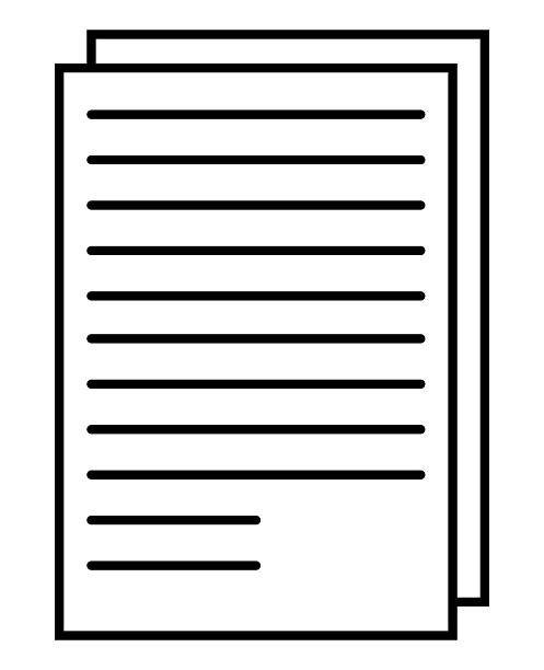 istock Minimal icon of two overlapping documents with horizontal lines, ideal for themes of file management, paperwork, writing, reading, office workflow, and data handling. 2244554194