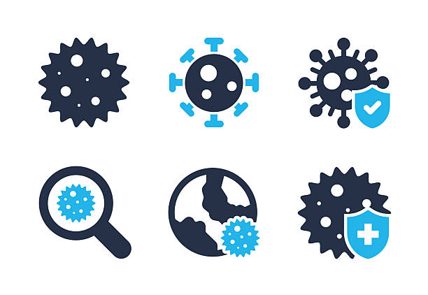 stockillustraties, clipart, cartoons en iconen met disease glyph solid icons. solid icon that can be applied anywhere, simple, pixel perfect and modern style - spoor vorm