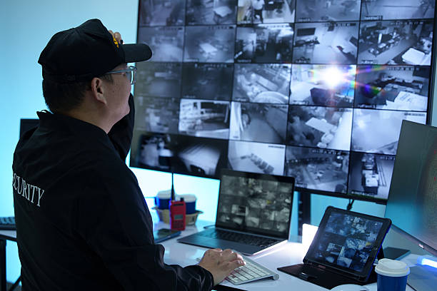 istock Security officers are checking the TV screen of the CCTV system. 2244561672