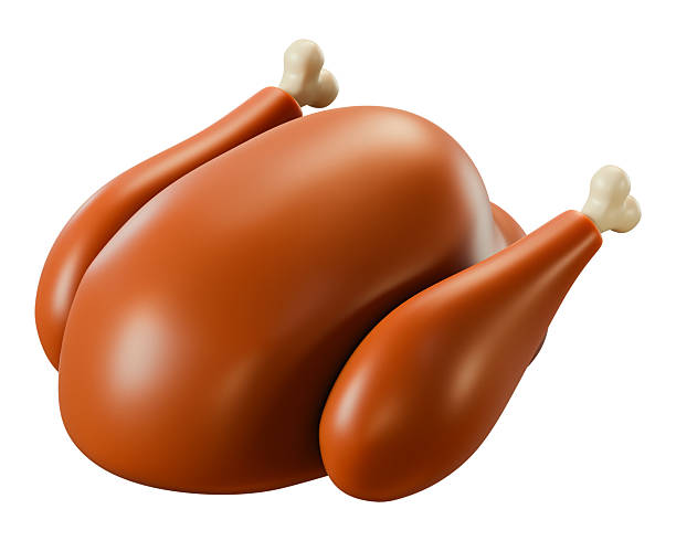 istock Stylized 3D roast whole chicken turkey icon for Christmas Thanksgiving dinner. 2244563738