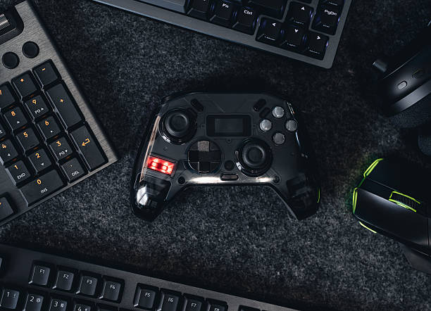 istock A collection of gaming essentials: Various controllers and portable gaming devices neatly arranged on a light gray background. Stock photo highlighting contemporary gaming hardware and modern play 2244567884