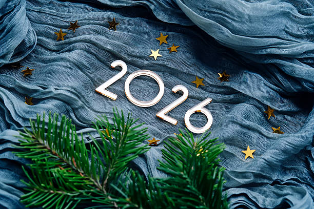 istock New Year's background with the number 2026 on a blue background. 2244569790