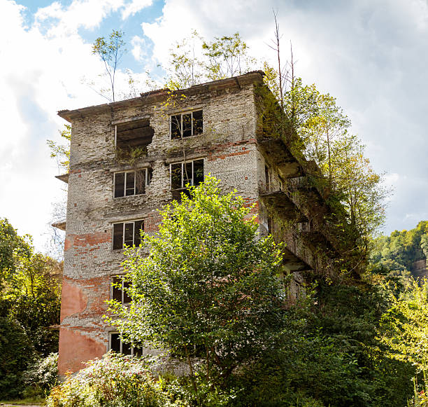 Time destroys architecture.Brick walls on the ruins of old buildings.