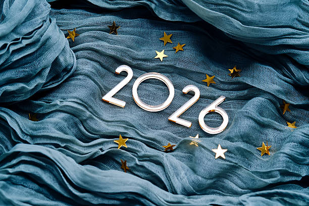 istock New Year's background with the number 2026 on a blue background. 2244571504