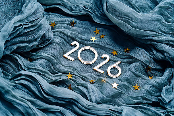istock New Year's background with the number 2026 on a blue background. 2244571520