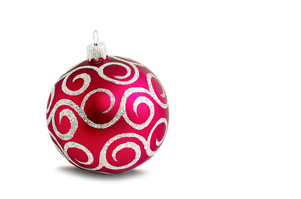 Red Christmas toy ball, isolated on white background