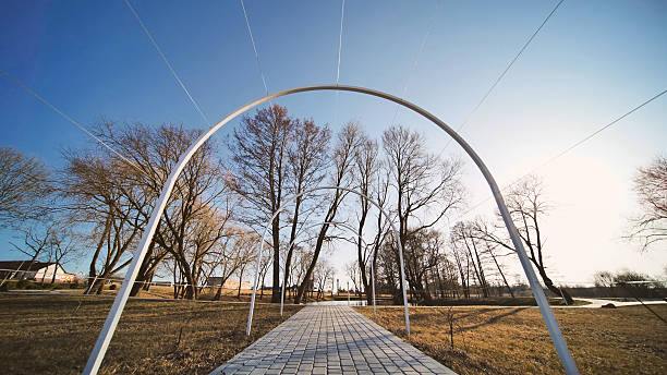 istock Empty metal arch for grapes and flowers. 2244574413