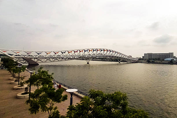 istock Atal Bridge Ahmedabad  Modern White Lattice Pedestrian Bridge over Sabarmati River 2244576212
