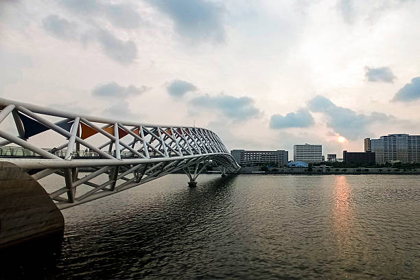 istock Atal Bridge Ahmedabad  Modern White Lattice Pedestrian Bridge over Sabarmati River 2244576216