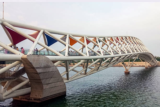 istock Atal Bridge Ahmedabad  Modern White Lattice Pedestrian Bridge over Sabarmati River 2244576222