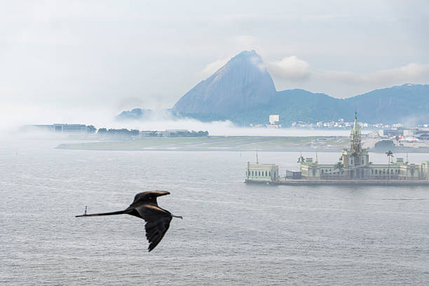 Corcovado mountain and Christ the Redeemer at the top and Sugarloaf 