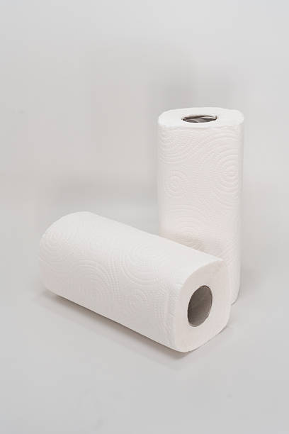 istock Two rolls of paper towels on a plain background 2244585911