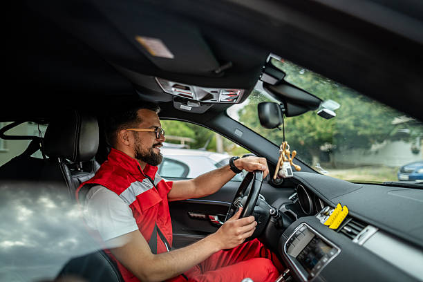 istock Emergency medical technician working and driving modern car 2244592804