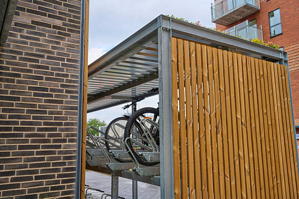 istock bicycle shed at new building 2244596041