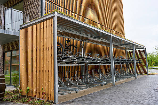 istock bicycle shed at new building 2244596381