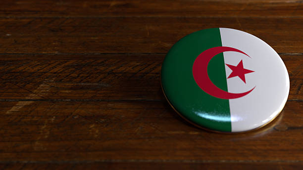 3d render Algeria Flag Waving in the Wind in Blue Sky, Concepts of Democracy and International Relations