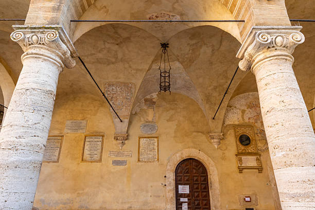 istock Old italian loggia architecture with stone columns 2244604126
