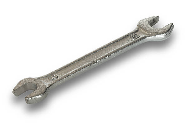 istock 8 mm and 10 mm steel wrench with shadow under 2244608488