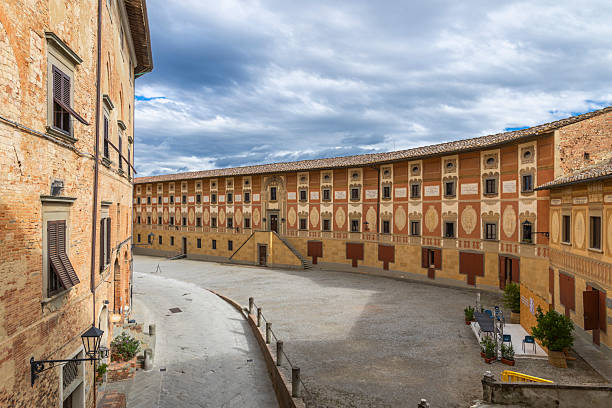 San Miniato, Tuscany, Italy showcasing Renaissance architecture with classic decorative patterns lining the large square