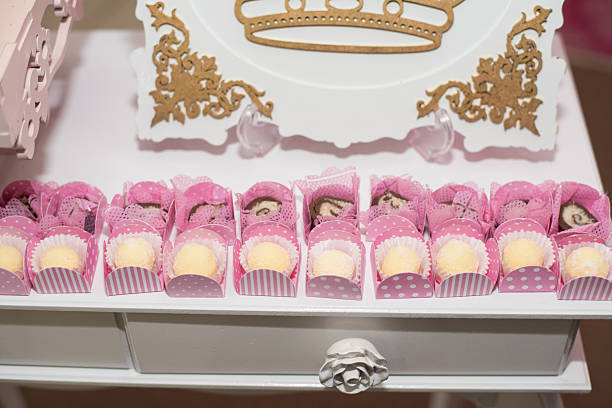 Birthday table with candies, crown theme