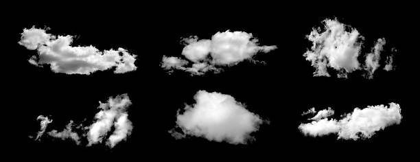 istock Realistic fluffy white clouds isolated on black background. Perfect for photo compositing, sky design, digital art, and weather illustration. High-quality PNG for creative projects and visual effects. 2244610826
