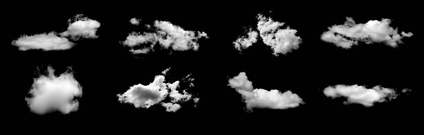 istock Realistic fluffy white clouds isolated on black background. Perfect for photo compositing, sky design, digital art, and weather illustration. High-quality PNG for creative projects and visual effects. 2244611455