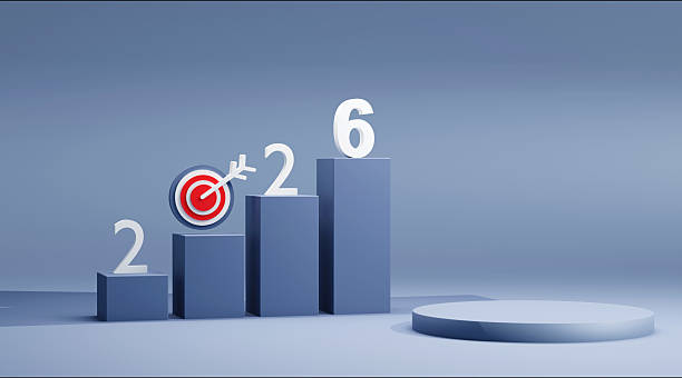 istock 2026 growth chart concepts. New year business target background. Empty podium stage with new year 2026 growth chart. New year resolution, goal, plan, action, growth, target backgrounds 2244625067