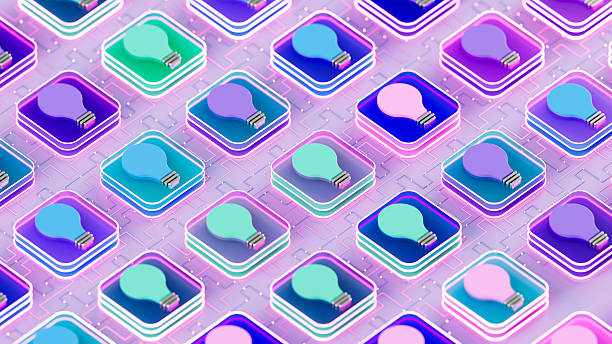 istock Light Bulbs on Glass Blocks, Minimal Idea Concept 2244626649