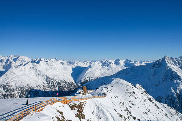 istock A stunning panoramic view of snow-capped Alpine mountains under a clear blue sky. 2244648819