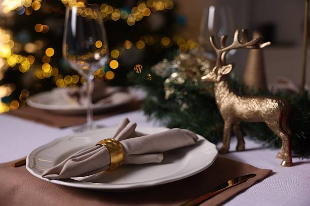 istock Festive table setting with dishware, glasses and decor indoors, closeup 2244648958
