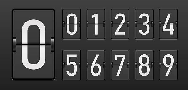 istock Retro display numbers. Font with alarm clock letters, calculator symbols, scoreboard digits. Vector EPS 10 2244663994