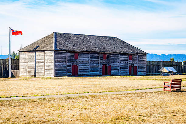Historic buildings and barracks of the Vancouver Barracks National Historic District and the reconstructed Fort Vancouver stockade