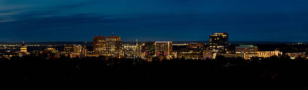 istock Skyline of Boise Idaho at night panoramic format 2244666817