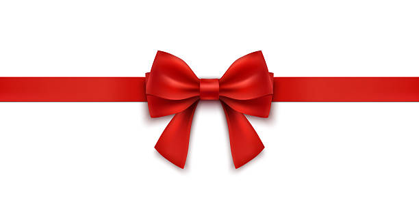 istock Red Bow Realistic shiny satin with shadow isolated on white background for decorate wedding invitation card , greeting card or gift boxes. vector illustration 2244669704