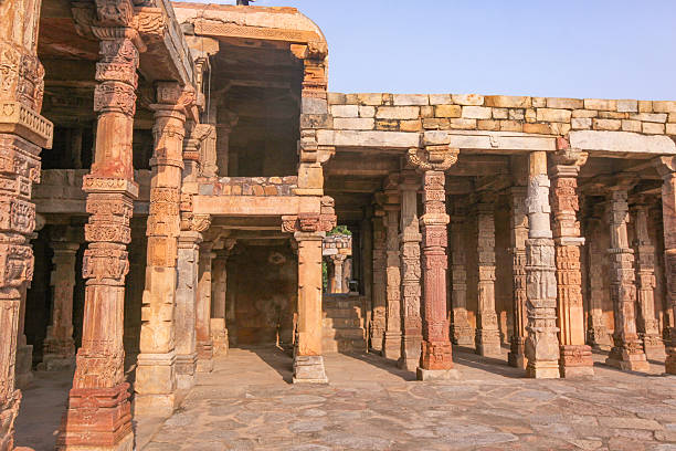 Architectural details of Lal Qila - Red Fort situated in Old Delhi, India, View inside Delhi Red Fort the famous Indian landmarks