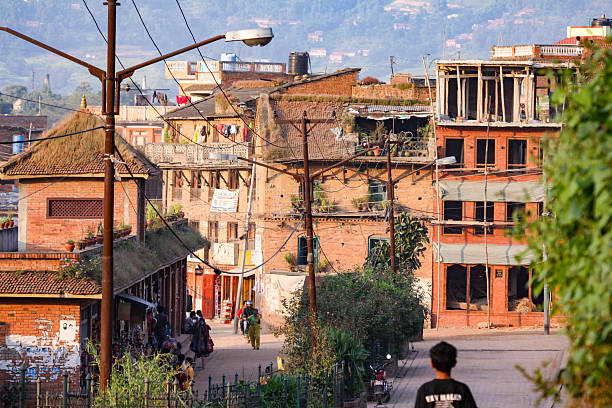 Downtown District at Kathmandu in Bagmati Province, Nepal, with a person visible.