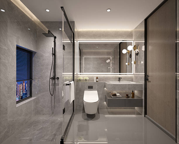 istock 3d render of luxury bathroom 2244685955