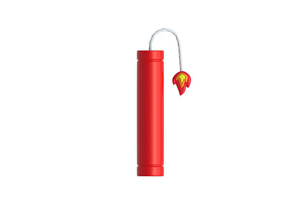 Dynamite isolated on white background. Tnt bomb. Explosive stick. Military weapon. Top view. 3d render