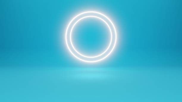 istock Neon Lights White Circle on Blue Background 3D Illustration Rendering 2244694862