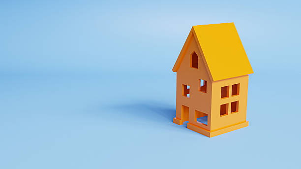 istock Minimal style house on a blue background with copy space, symbolizing home buying, housing loans, and modern living concepts. 3d rendering 2244696135