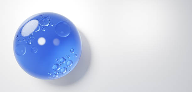 Techno style biological cells and water droplets,3d rendering