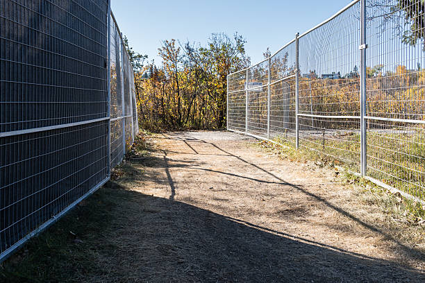 Fenced path in Hawrelak Park during Rehabilitation project, Edmonton