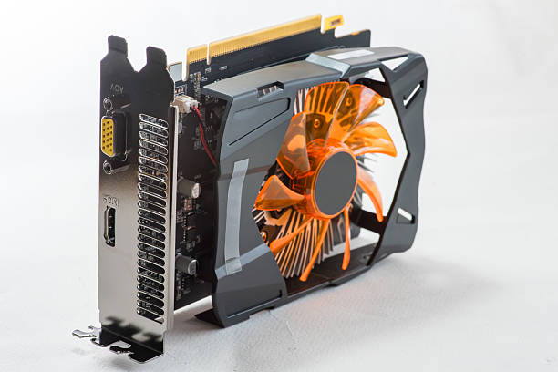 close up of video card (display card)  mining connect Internet Network on graphic card