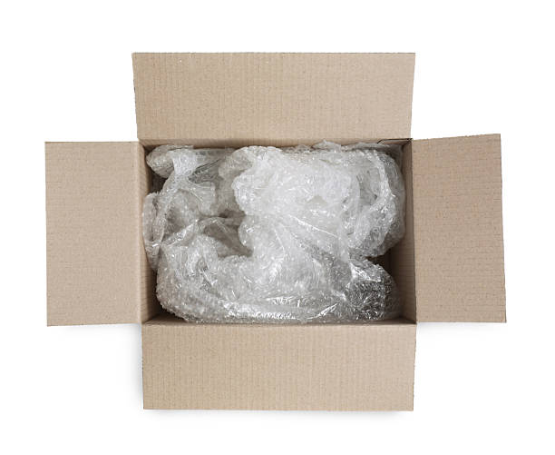 istock Transparent bubble pack in cardboard box isolated on white 2244713715