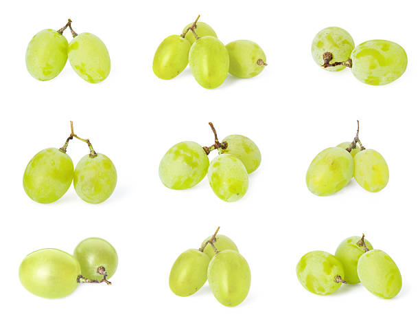 istock Delicious fresh grapes isolated on white, set 2244718382