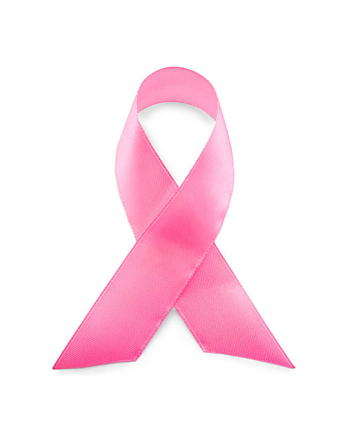 istock Pink ribbon isolated on white, top view 2244718740