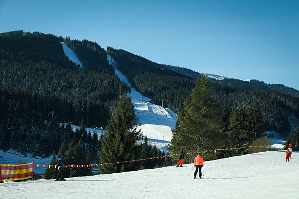 Concept of winter activities, ski and snowboard
