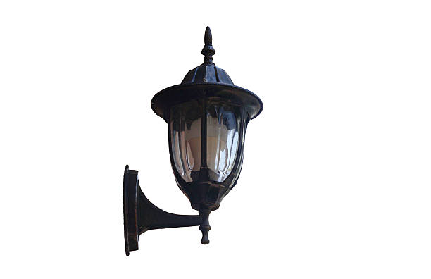 Copper lamp on white wall